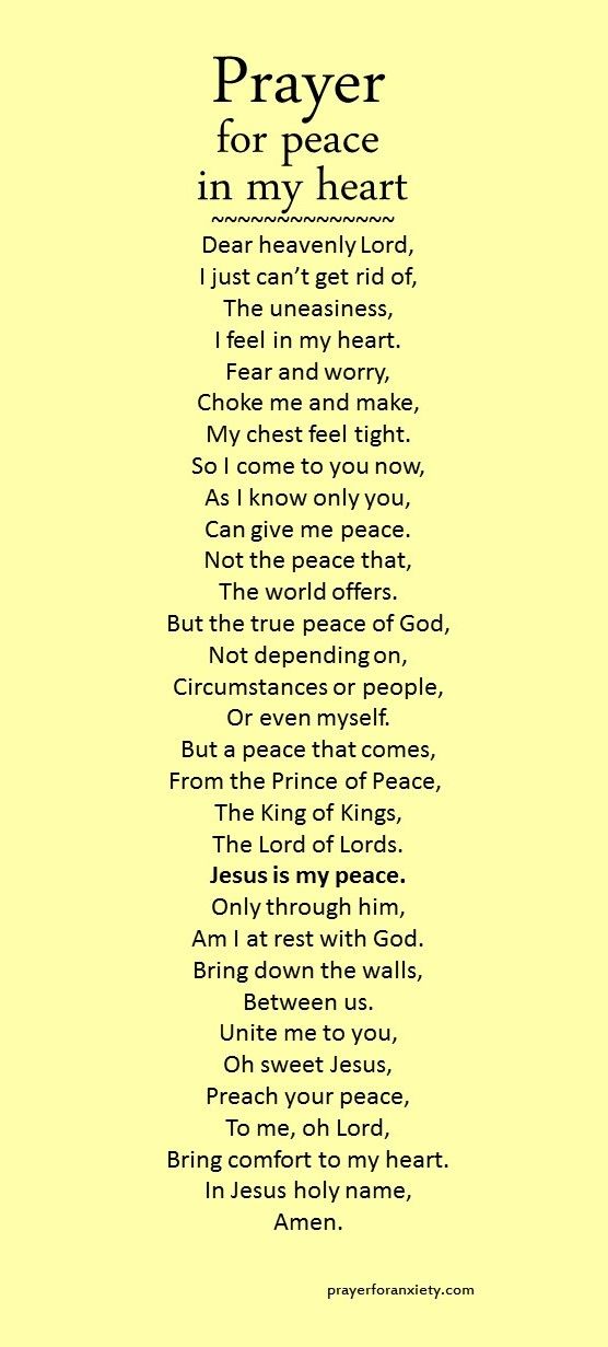 Prayer to God for my peace of mind and to help me deal with my
